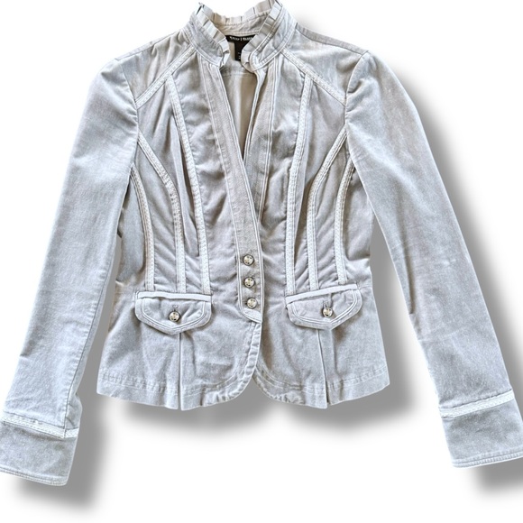 White House Black Market Grey Velvet Ribbon Trim Blazer, Jacket, Women’s 4 - Picture 7 of 13